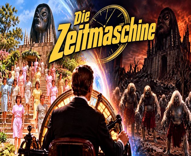 Die Zeitmaschine (1960) – der Zeitreisende George in seiner Zeitmaschine
